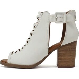 Soda Aran ~ Women Open Toe Crisscross Straps Back Zipper High Heel Fashion